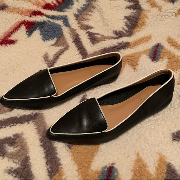 J Crew black and white leather loafer flats EUC - Picture 2 of 5
